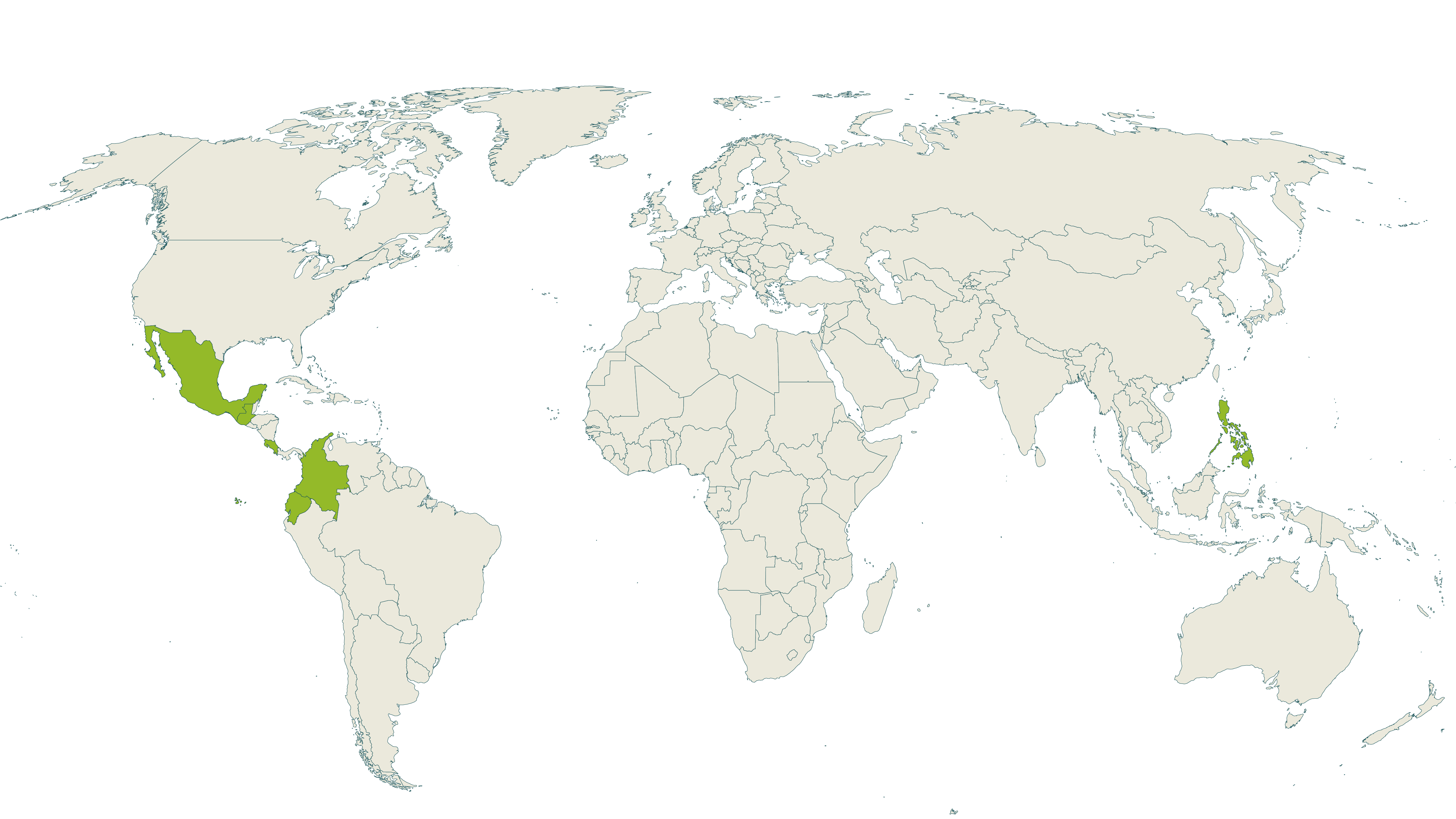 Map of current Rainforest Alliance certified flowers & plants farms